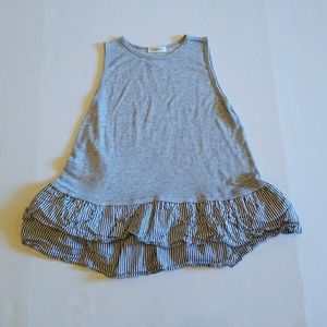 Gray tank with seersucker ruffle hem